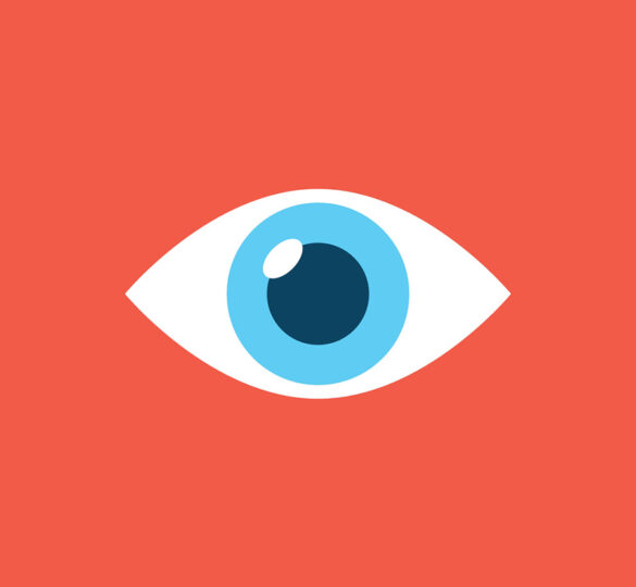 Eye illustration on a red background