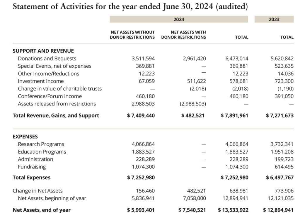 Statement Of Activities 2024